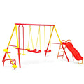 Metall Kinderschaukel-Set mit Rutsche und Wippe Rot/Gelb