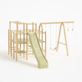 Holzspielplatz-Set mit Schaukel und Rutsche - Holz/Grün
