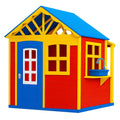 Kinder Spielhaus Holz Rot/Blau/Gelb