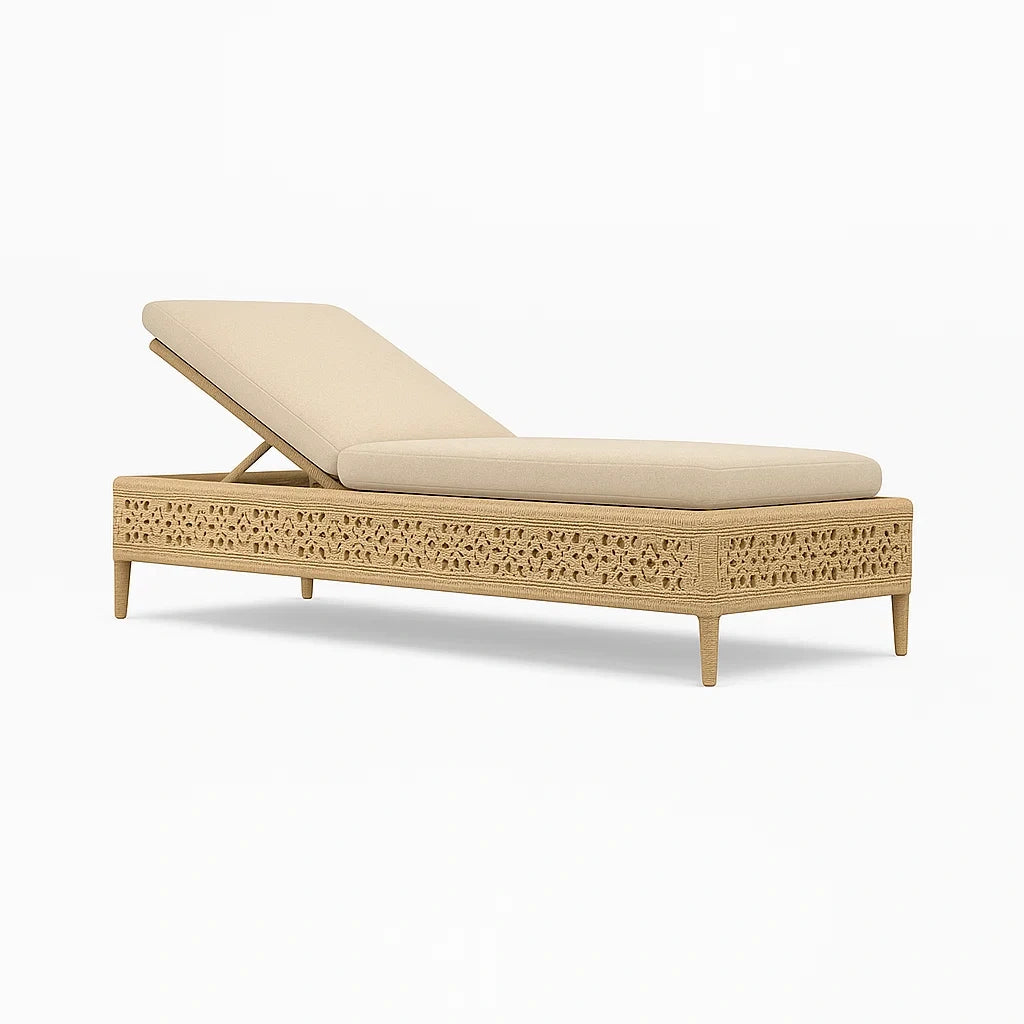 Rattan Sonnenliege Beige Verstellbar 200 cm x 70 cm x 35 cm