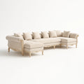 Ecksofa aus Leinenstoff mit Holzgestell