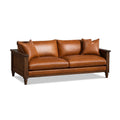 3-Sitzer Ledersofa Braun Eiche Massivholz