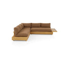 Ecksofa Braun aus Stoff und Holz mit Rattan