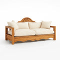 Holzsofa mit Leinenbezug Beige