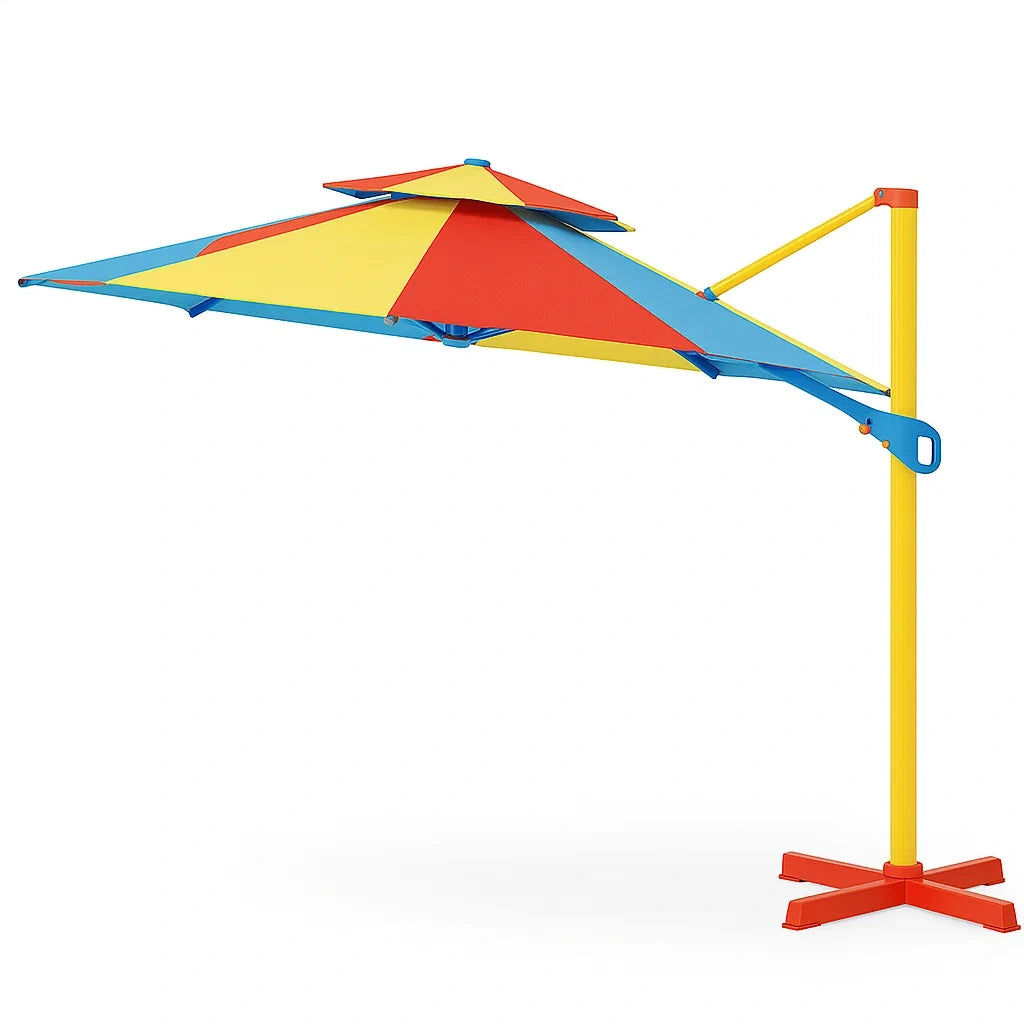 Bunter Ampelschirm aus Stoff mit Metallgestell 300cm