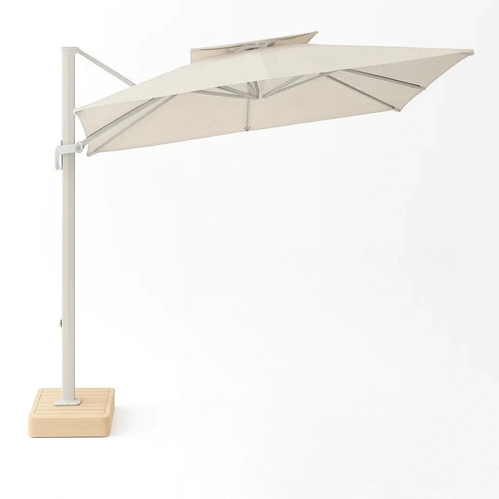 Seitlicher Sonnenschirm aus Aluminium mit Polyesterbezug Beige 300cm