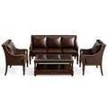 Sofa-Set aus Holz und Kunstleder Braun