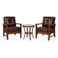 2er Set Lederclubsessel mit Holzbasis und Glastisch