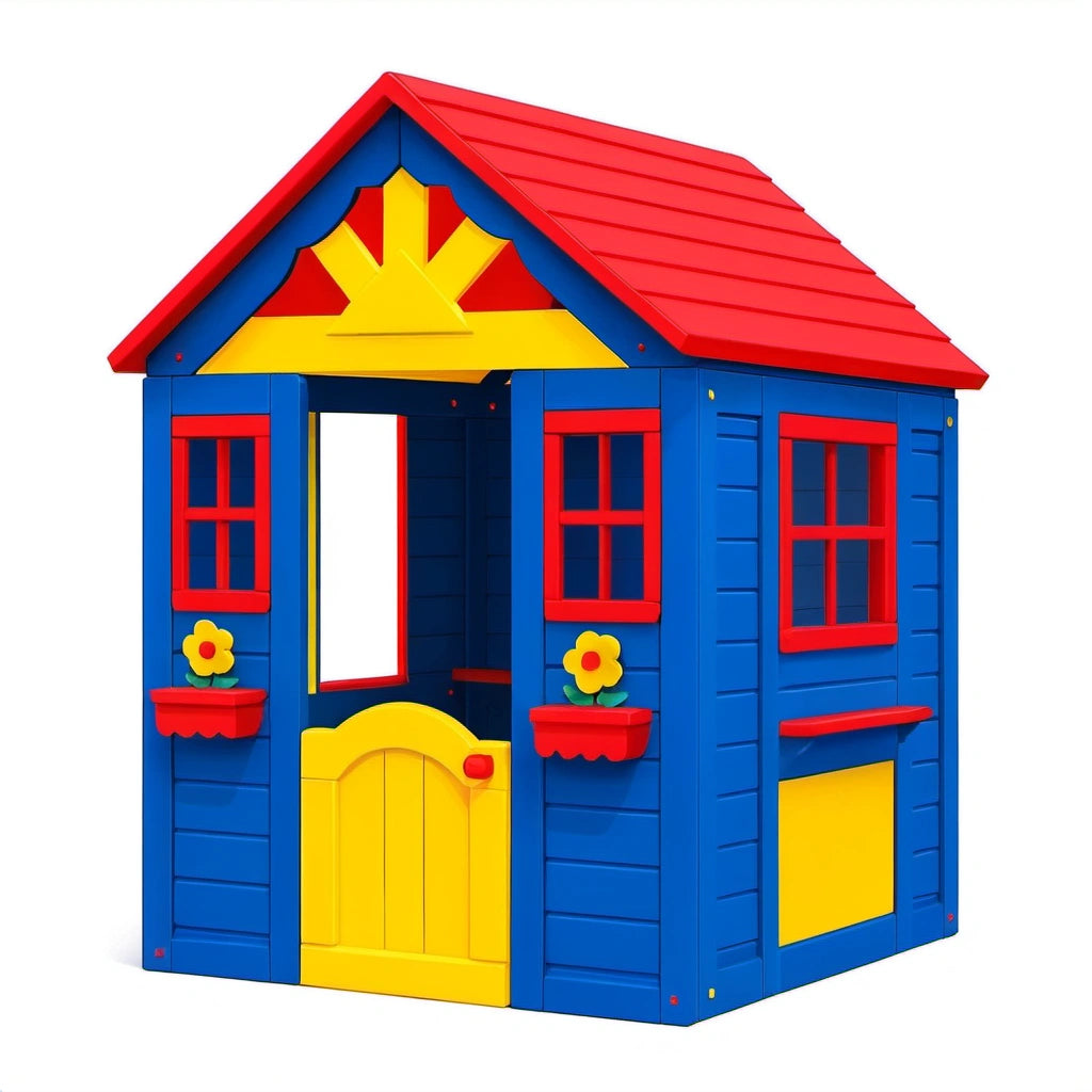 Kinder Spielhaus Kunststoff Blau/Rot/Gelb