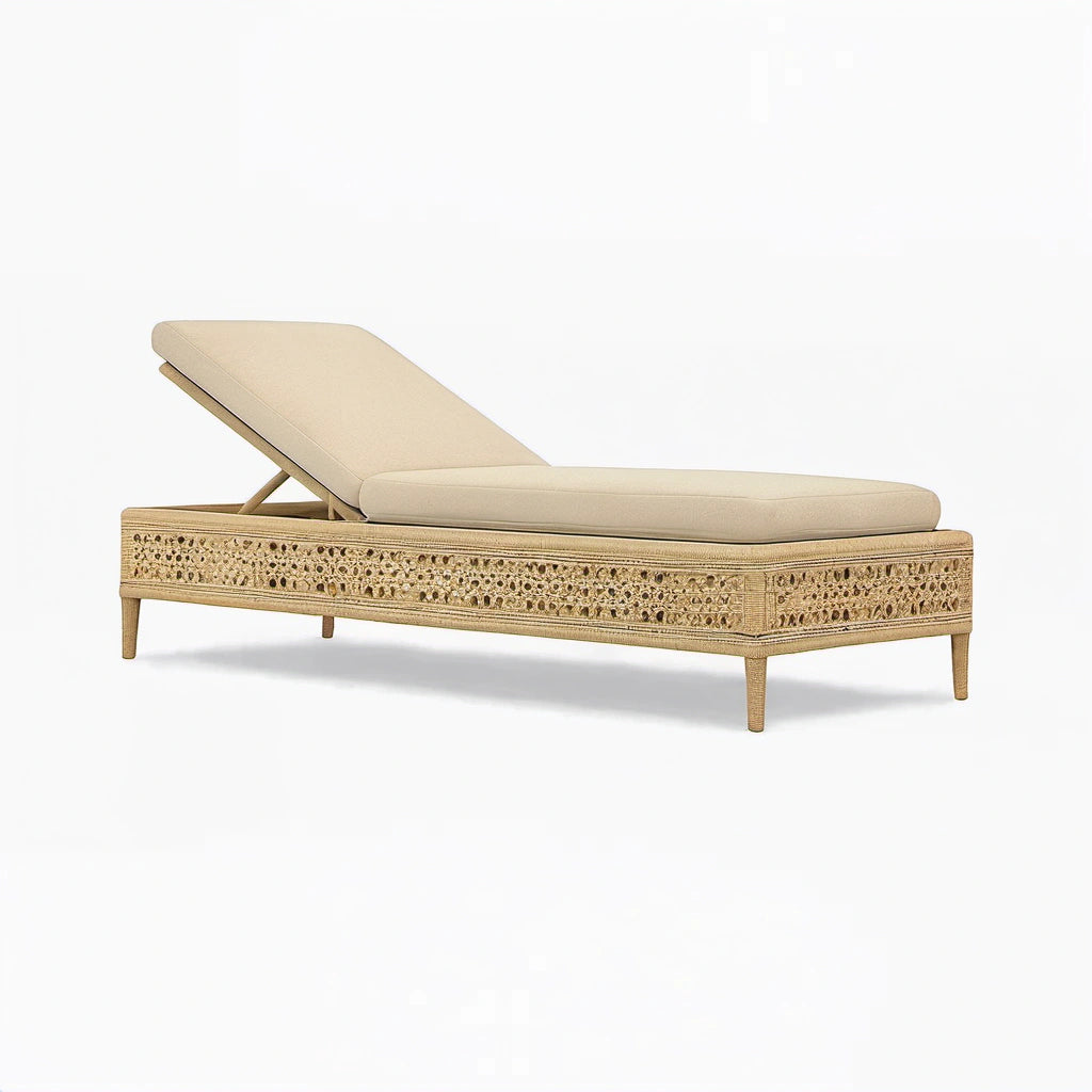 Rattan Sonnenliege Beige Verstellbar 200 cm x 70 cm x 35 cm