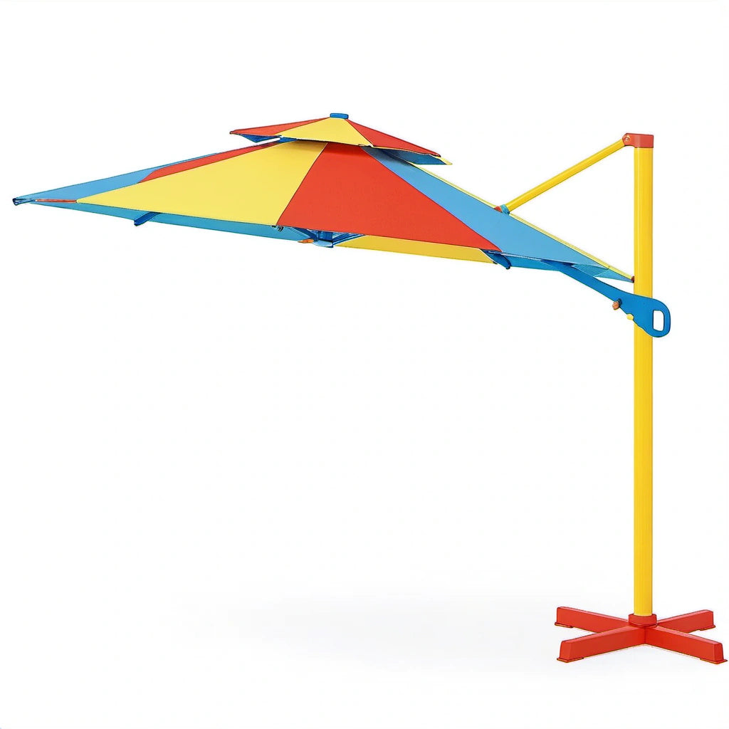 Bunter Ampelschirm aus Stoff mit Metallgestell 300cm