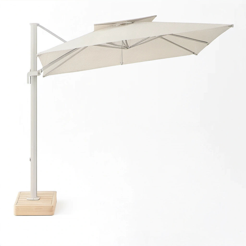 Seitlicher Sonnenschirm aus Aluminium mit Polyesterbezug Beige 300cm